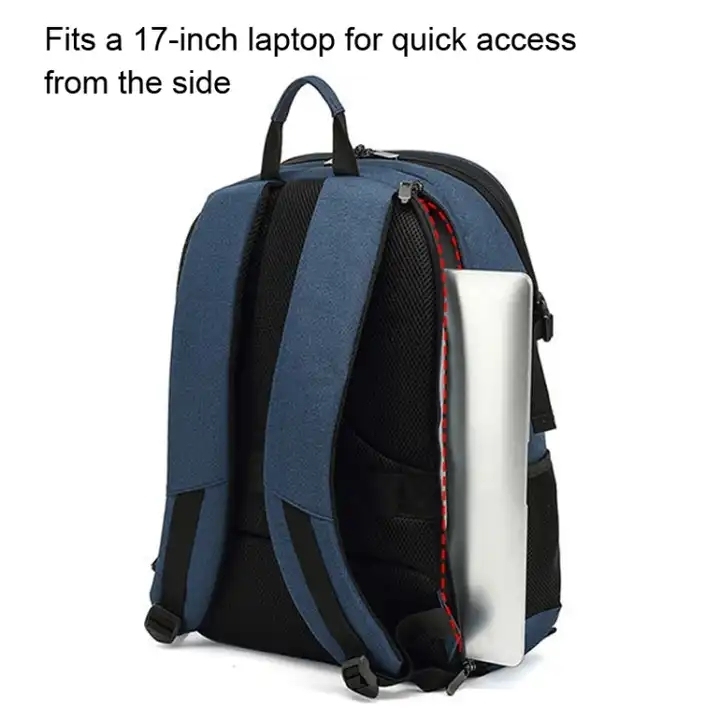 Black Camera Bag Insert – Vintage Nylon Photo & Laptop Camera Backpack Organizer - View 2