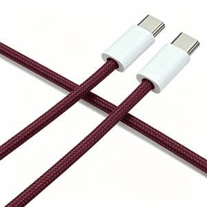 Burgundy nylon braided <b>cable</b> 60W PD fast charging <b>cable</b> <b>USB</b> <b>C</b> to <b>USB</b> <b>C</b> data <b>cable</b> For iPhone 18 Tablet - Product Image 6