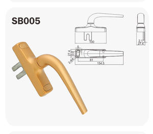 Sherma Side Hung Aluminium Casement Window <span class=keywords><strong>Cremone</strong></span> Handle Lock SB040 Series - Product Image 3