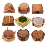 Sous-verre en bois rond en résine époxy, sous-verre personnalisé avec logo gravé au laser, sous-verre à thé en bois, vente en gros