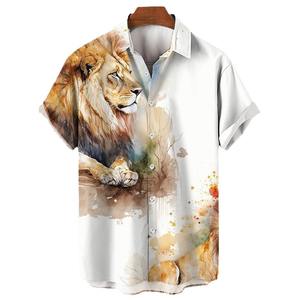 Nouveau style d'été T-shirt homme à manches courtes col rabattu vintage extensible quatre directions motif tigre coupe ample anti-humidité - Product Image 5