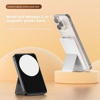 Faltbarer Ständer Handy-Powerbank 10000mAh Magnetisches Kabelloses Schnellladegerät 2-in-1 Kompakt Tragbar USB Digitales Display