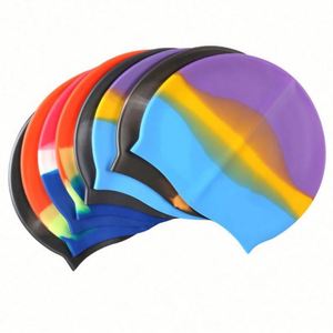 2024 Gorras de natación de silicona ecológicas baratas Logotipo personalizado Sombreros de natación Impreso colorido Paquete de bolsa de polietileno MOQ bajo - Product Image 1