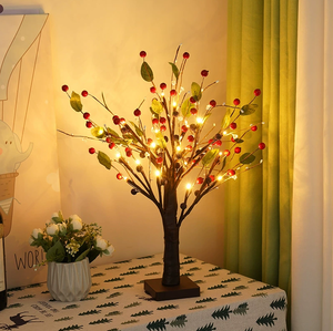 CAIMEIYI <span class=keywords><strong>Arbre</strong></span> artificiel de Noël d'intérieur 60 cm, décoration de Noël, palmier blanc, <span class=keywords><strong>bouleau</strong></span>, 24 lumières <span class=keywords><strong>LED</strong></span>, boîte à piles, alimentation USB, IP44 - Product Image 4