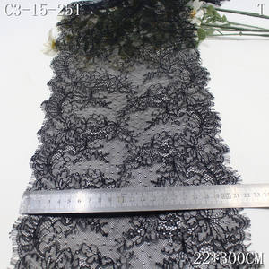 Galon de Dentelle Chantilly en Nylon Floral à Bord Cils 25cm Doux Noir Rose Clair Rouge, <span class=keywords><strong>Tissu</strong></span> de Dentelle Française de Qualité pour Robe de Femme - Product Image 2