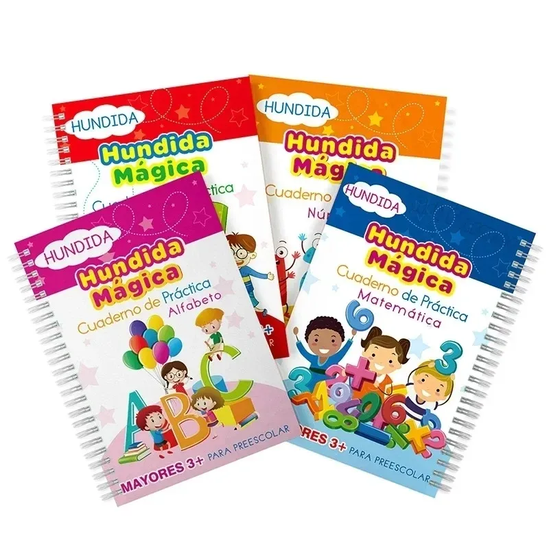 1 pz/set 4 pz/set spagnolo francese Magic impara a scrivere alfabeto pratica 3D quaderno riutilizzabile per bambini scrittura studente tracciamento