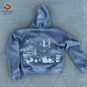 Sweat à capuche zippé en coton coupe boxy personnalisé, imprimé DTG effet soleil délavé, pour homme, effet vieilli, 500 g/m² épais - Product Image 6