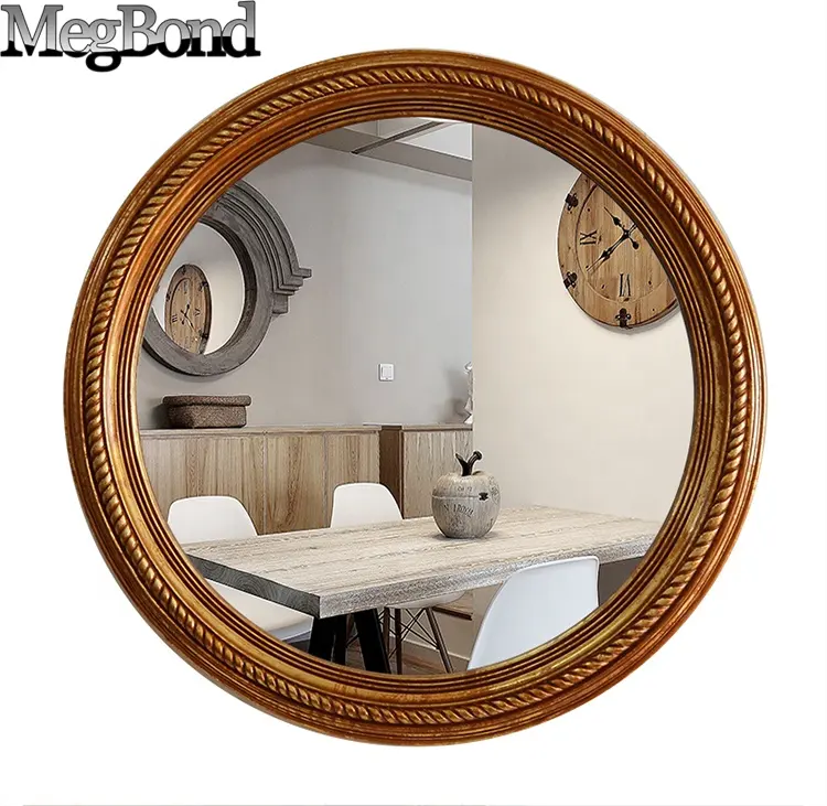 Resin large round decorative wall mirror for bath room