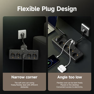 Productos Más Vendidos 2026, Protector de Sobretensión de 5 Tomas de Corriente, <span class=keywords><strong>Regleta</strong></span> de Enchufes Europea con Puerto USB-A de 10A, Protección Contra Sobrecarga de Cable, Extensión de 1.5M - Product Image 4