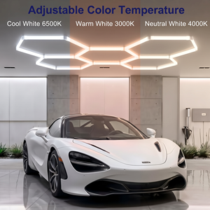 Plafonnier de garage hexagonal LED nid d'abeille 3CCT commutable 6500K 5000K 3500K, design modulaire DIY pour atelier de detailing automobile - Product Image 2