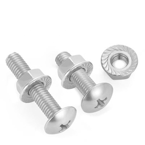 Boulons de chariot et écrous en acier au carbone DIN603, finition zinguée, tête ronde, col carré, filetage M6, CLASSE 4 selon la norme - Product Image 2