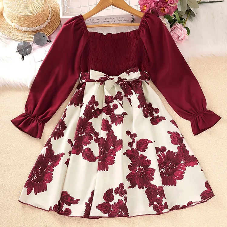 Girl Clothes Kids Clothing Wholesale Big Girls Full Sleeves Kids Toddler Little Child Babies Winter Girls Dresses