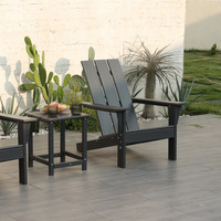 Chaise Adirondack en HDPE et table basse pour jardin, villa, piscine – Ensemble repas extérieur style américain avec chaise grenouille en HDPE
