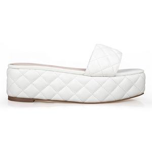 Offre Spéciale été sandales blanc PU femmes chaussures avec plate-forme à talons hauts pas cher mode anti-glissant léger pour une utilisation à la plage - Product Image 4