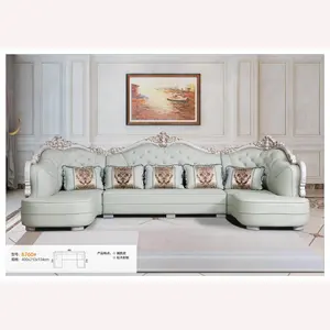 Canapés anciens de luxe de style européen, canapés en tissu et bois massif, meubles classiques sculptés, trois ensembles de canapés pour le salon