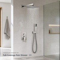 Ensemble de douche encastré en acier inoxydable 304 avec pommeau de pluie et douchette à main, système de douche mural dissimulé avec mitigeur pour projets hôteliers 5 étoiles