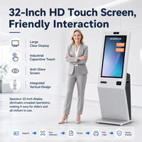 Kiosque de gestion des visiteurs à écran tactile de 32 pouces à montage sur table, scanner de reconnaissance faciale, auto-enregistrement, Android 10/11