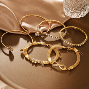 6pcs Classic Number 8 <b>Bracelet</b> Open Heart Zircon Love for Women Jewelry - Product Image 4