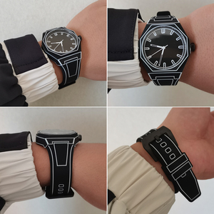 Reloj de Cuarzo de Silicona con Diseño de <span class=keywords><strong>Manga</strong></span> y Pintura Artística, Forma Octogonal, para Hombre, Venta al Por Mayor, Relojes Hombre - Product Image 3