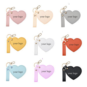 <span class=keywords><strong>Cadeau</strong></span> de la Saint-Valentin, miroir porte-clés en forme de cœur, cuir PU, verre HD, miroirs de poche personnalisés pour femmes et filles - Product Image 2