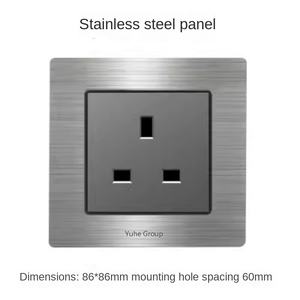 British Standard 13A Wall Mounted Stainless Steel Touch Panel 2 Gang Switchgear Electrical Equipment 250V IP20 Household Socket - Product Image 2