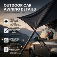 Tente de toit universelle pour voiture, auvent latéral en tissu Oxford, installation manuelle, résistante à la pluie et au soleil, 1000-1500mm, imperméable pour l'extérieur