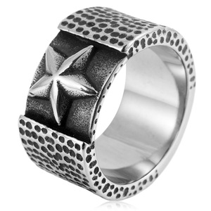Yunnique – bague étoile à cinq branches en acier inoxydable pour hommes, design géométrique, bijoux cadeau - Product Image 1