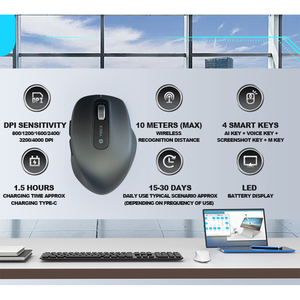 Ratón Inalámbrico Silencioso para Oficina con IA, Adaptable a Conexiones USB y Bluetooth, Escritura por Voz/Traducción por Voz/AIPPT/AiText - Product Image 5