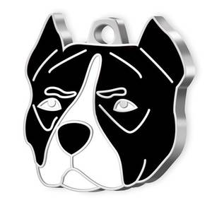 Placa de Identificación para Perros Pitbull, Esmalte Negro, Etiqueta Metálica para Mascotas - Product Image 1