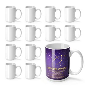 Taza de Cerámica Blanca para Sublimación de 15 oz, Taza de Café Personalizable, Taza para Té, Leche o Sopa para Oficina, Hogar o Fiestas - Product Image 1