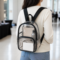 Mini sac à dos transparent en PVC approuvé pour les stades, avec deux compartiments zippés, bretelles réglables, sac d'école transparent, concert, festival
