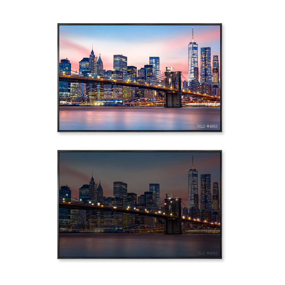 Morden city night skyline paysage urbain toile peinture led art mural éclairage pour la décoration de la maison