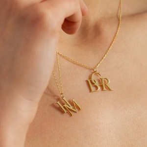 <b>Cross</b>-border Best-selling Unisex Letter Charm Cute Personalized Gold-plated Stainless Steel Pendant Necklacehot Trendy - Product Image 2
