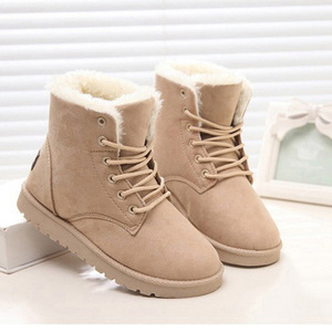 Haute qualité bout rond doublé en peluche chaud mi haut automne hiver Martin bottes chaussures pour femmes dame botte - Product Image 1