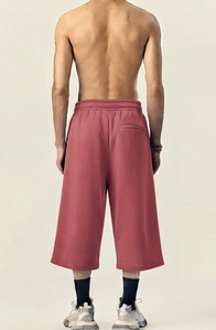 Shorts Jogger Baggy Rose Poudré en Toile de Qualité Supérieure pour Homme – Style Décontracté Streetwear 100% Coton Anti-Plis Respirant Uni - Product Image 3
