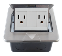 Prise de sol escamotable en acier inoxydable avec prises RJ45 US, auto-mise à la terre, 15A, 2 prises et 2 ports USB pour usage résidentiel