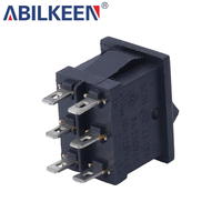 Mini Rectangle DPDT interrupteur à bascule marche-arrêt 6 broches 10A 250V/15A 125V AC certifié CE noir sans lumière 15x21.2mm