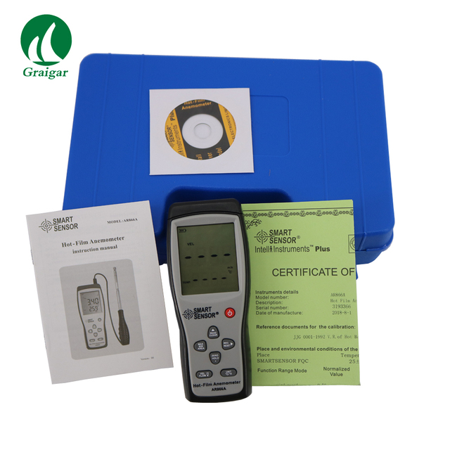 AR866A Hot Wire Thermo-Anemometer Air Flow Tester Wind Speed Meter 0.0-30m/s