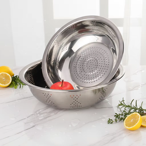 Panier <span class=keywords><strong>de</strong></span> drainage perforé en acier inoxydable avec bac <span class=keywords><strong>de</strong></span> trop-plein épaissi, <span class=keywords><strong>un</strong></span> évier <span class=keywords><strong>de</strong></span> <span class=keywords><strong>cuisine</strong></span> polyvalent pour laver les légumes et les tamiser - Product Image 3