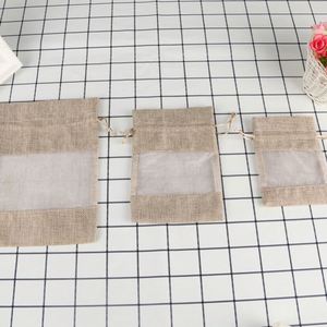 Linen Bundle Pocket Jute Mesh Bag Candy Storage Bag <b>Drawstring</b> Cambric Christmas Window Jewelry <b>Drawstring</b> Bag - Product Image 1