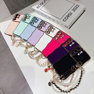 Nueva Funda para Teléfono Móvil con Correa de Muñeca en Forma de Ola Electrochapada y Brazalete de Perlas para Samsung S26 Ultra S25 S24 S23 Plus en Stock - Product Image 2
