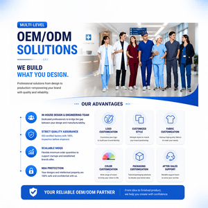 Conjunto de Uniformes Médicos ANNO con Logotipo Personalizado y Estampado Floral - Tela T/C Anti-Pilling - Uniformes de Enfermería <span class=keywords><strong>Unisex</strong></span> de Corte Holgado al por Mayor - Product Image 5