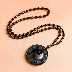 Pendentif en jade noir Bagua Tai Chi en jadéite naturelle, design original UNISEXE, cadeau avec certificat d'évaluation C229 - Product Image 3