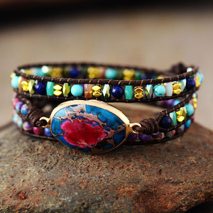 Bracelet vintage en pierres naturelles, multi-couches, style bohème, bijoux pour femmes, cadeau, couleur café perlé - Product Image 2