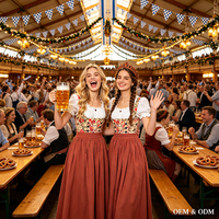 Ensemble de 2 pièces de style bavarois pour femmes, robe longue pour le festival de la bière d'Oktoberfest, costume de cosplay pour la fête de carnaval d'Halloween ODM