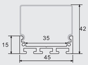 Three Sides Illuminated Aluminum <strong>LED</strong> Profile 45x42MM with <strong>square</strong> <strong>Diffuser</strong> - Product Image 2