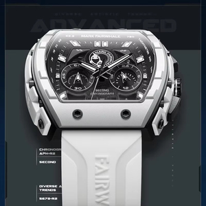 Mark Fairwhale 5670 Men's Top Design Quartz Tonneau Multifunction Chronograph <b>Waterproof</b> <b>Silicone</b> Sports Quartz Watch for Men - Product Image 2