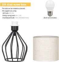 Lampe de table vintage minimaliste moderne noire avec base creuse, abat-jour en tissu de lin, métal, pour chambre à coucher, salon, chambre d'enfant