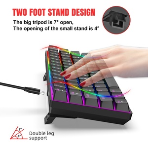 Teclado para juegos HSXJ V900 con cable de 61 teclas con teclas de doble disparo interruptor rojo, teclado de oficina para juegos con retroiluminación RGB - Product Image 5
