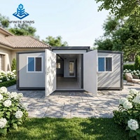 Maison conteneur moderne de 20 pieds à toit plat, extensible, bureau modulaire, salon, chambre, maison, aménagement et taille personnalisables